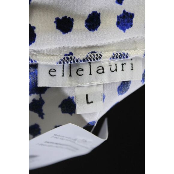 Ellelauri Women's Zip Closure Wrap Front Spotted Dot Skort White Blue Size L - Picture 5 of 6